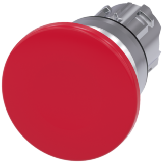 Mushroom pushbutton, 22 mm, round, metal, high gloss, red, 40 mm