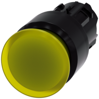 Mushroom pushbutton, illuminated, 22 mm, round, plastic, yellow, 30 mm