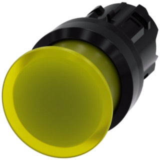 Mushroom pushbutton, illuminated, 22 mm, round, plastic, yellow, 30 mm