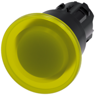 Mushroom pushbutton, illuminated, 22 mm, round, plastic, yellow, 40 mm