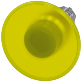 Mushroom pushbutton, illuminated, 22 mm, round, metal, high gloss, yellow, 60 mm
