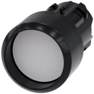 Pushbutton, 22 mm, round, plastic, white, front ring