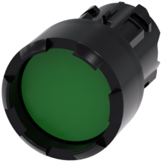 Pushbutton, 22 mm, round, plastic, green, front ring