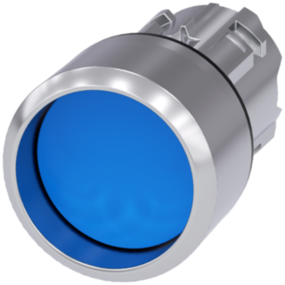 Pushbutton, 22 mm, round, metal, high gloss, blue, front ring