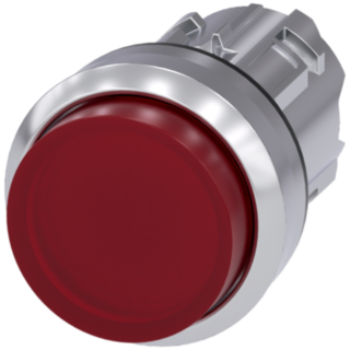 Pushbutton, illuminated, 22 mm, round, metal, high gloss, red, button