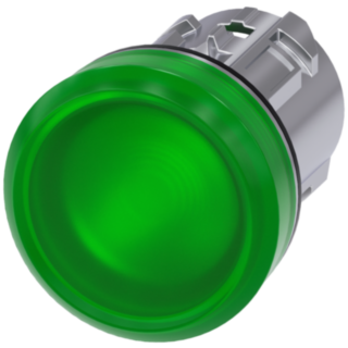 Indicator light, 22 mm, round, metal, high gloss, green, lens, smooth