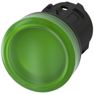 Indicator light, 22 mm, round, plastic, green, lens, smooth