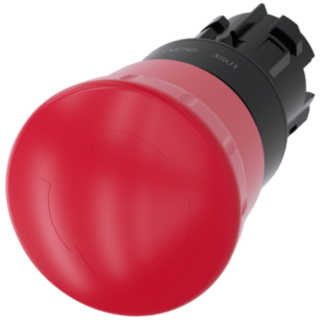 Emergency stop mushroom pushbutton, 22 mm, round, plastic, red, rotate-to-unlatch mechanism