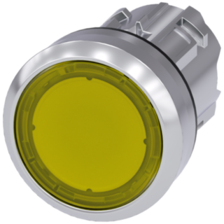 Pushbutton, illuminated, 22 mm, round, metal, high gloss, yellow, button