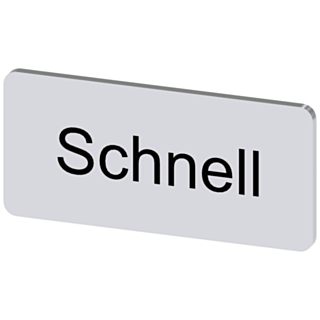Labeling plate 12.5 x 27 mm, silver-colored label, labeling: schnell
