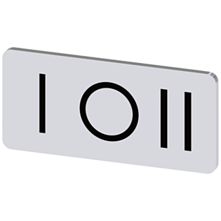 Labeling plate 12.5 x 27 mm, silver-colored label, icon: I* O II