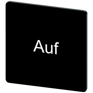 Labeling plate 27 x 27 mm, label black, labeling: Auf