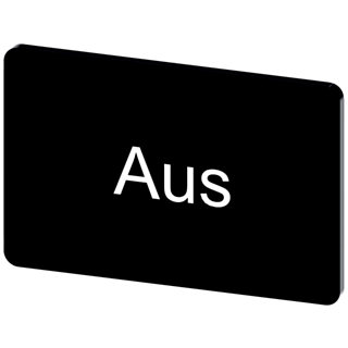 Labeling plate 17.5 x 27 mm, label black, labeling: Aus