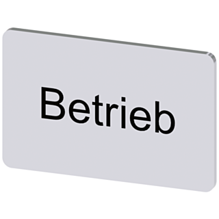 Labeling plate 17.5x27 mm, silver-colored label, labeling: Betrieb