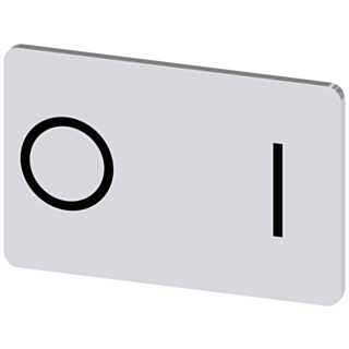 Labeling plate 17.5x27 mm, silver-colored label, icon: O* I