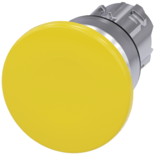 Mushroom pushbutton, 22 mm, round, metal, high gloss, yellow, 40 mm