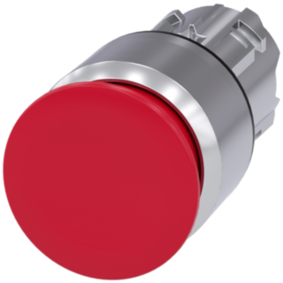 Mushroom pushbutton, 22 mm, round, metal, high gloss, red, 30 mm