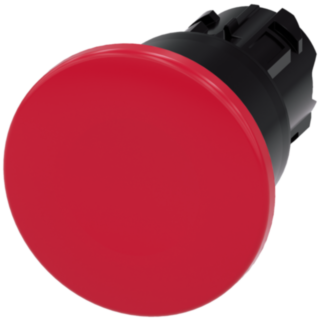 Mushroom pushbutton, 22 mm, round, plastic, red