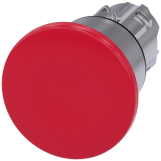 Mushroom pushbutton, 22 mm, round, metal, high gloss, red