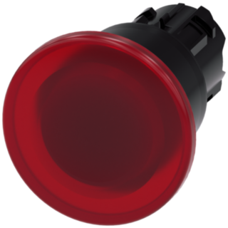 Mushroom pushbutton, illuminated, 22 mm, round, plastic, red, 40 mm