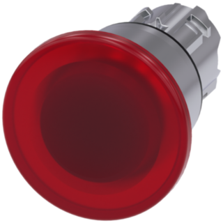 Mushroom pushbutton, illuminated, 22 mm, round, metal, high gloss, red, 40 mm