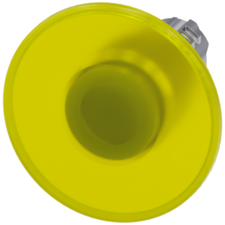 Mushroom pushbutton, illuminated, 22 mm, round, metal, high gloss, yellow, 60 mm