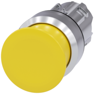Mushroom pushbutton, 22 mm, round, metal, high gloss, yellow, 30 mm