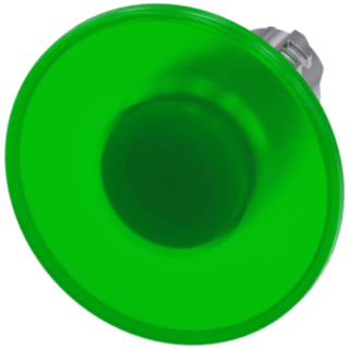 Mushroom pushbutton, illuminated, 22 mm, round, metal, high gloss, green, 60 mm