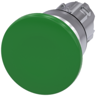 Mushroom pushbutton, 22 mm, round, metal, high gloss, green, 40 mm
