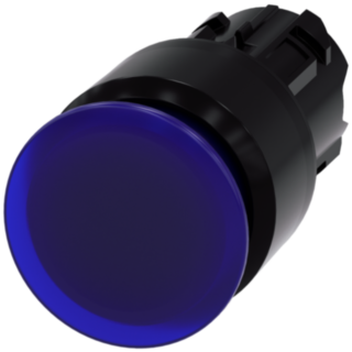 Mushroom pushbutton, illuminated, 22 mm, round, plastic, blue, 30 mm