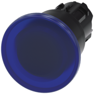 Mushroom pushbutton, illuminated, 22 mm, round, plastic, blue, 40 mm