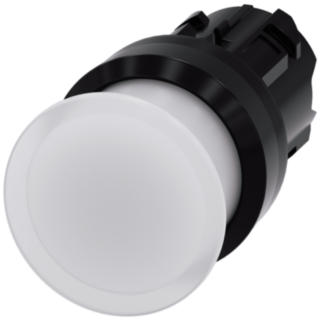 Mushroom pushbutton, illuminated, 22 mm, round, plastic, white, 30 mm