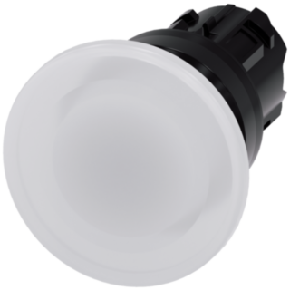 Mushroom pushbutton, illuminated, 22 mm, round, plastic, white, 40 mm
