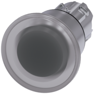 Mushroom pushbutton, illuminated, 22 mm, round, metal, high gloss, clear, 40 mm