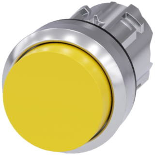 Pushbutton, 22 mm, round, metal, high gloss, yellow, button