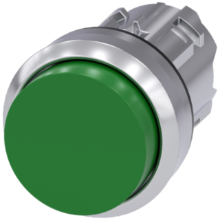 Pushbutton, 22 mm, round, metal, high gloss, green, button