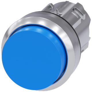 Pushbutton, 22 mm, round, metal, high gloss, blue, button