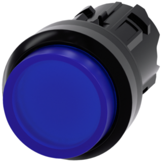 Pushbutton, illuminated, 22 mm, round, plastic, blue, button