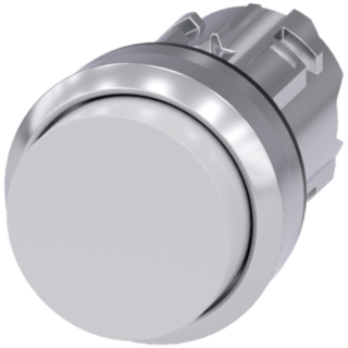 Pushbutton, 22 mm, round, metal, high gloss, white, button
