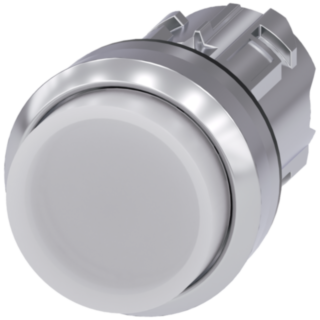 Pushbutton, illuminated, 22 mm, round, metal, high gloss, white, button
