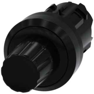 Stop button, 22 mm, round, plastic, black, button raised, latchable