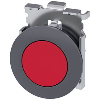 Pushbutton, 30 mm, round, metal, matt, red