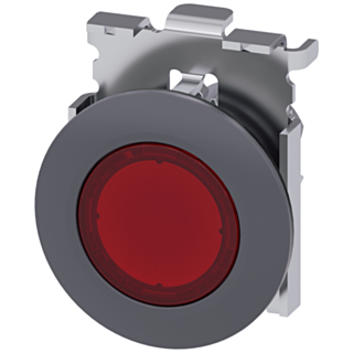 Pushbutton, illuminated, 30 mm, round, metal, matt, red
