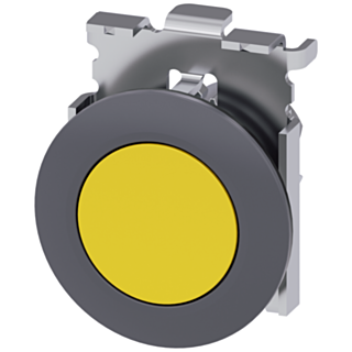 Pushbutton, 30 mm, round, metal, matt, yellow