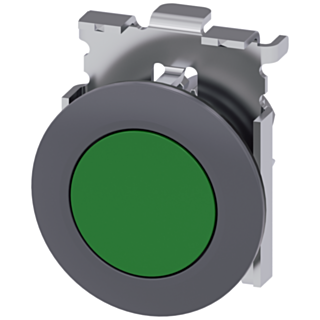 Pushbutton, 30 mm, round, metal, matt, green