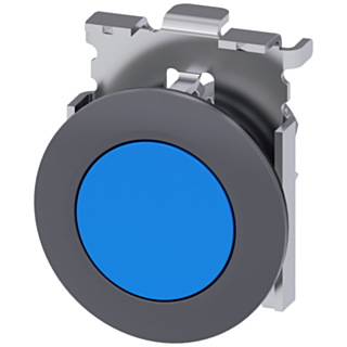 Pushbutton, 30 mm, round, metal, matt, blue