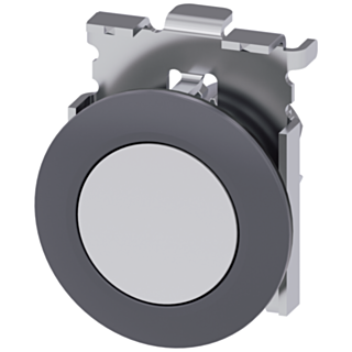 Pushbutton, 30 mm, round, metal, matt, white