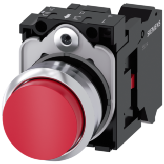 Pushbutton, 22 mm, round, metal, high gloss, red, button, 1 NC