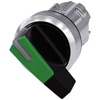 Toggle switch, illuminable, 22 mm, round, metal, high gloss, green