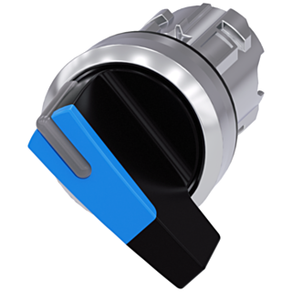 Toggle switch, illuminable, 22 mm, round, metal, high gloss, blue